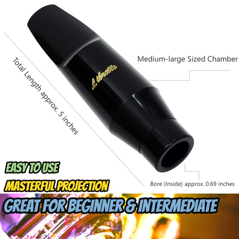 Libretto Baritone Saxophone Mouthpiece Kit: Standard Set With ABS 4C Mouthpiece, Plastic Cap, Gold Lacquered Ligature - Giftable, Finely Designed for Beginner and Intermediate - Image 2